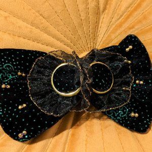 Hairgrip Vintage, Black with Green Glitter Velvet